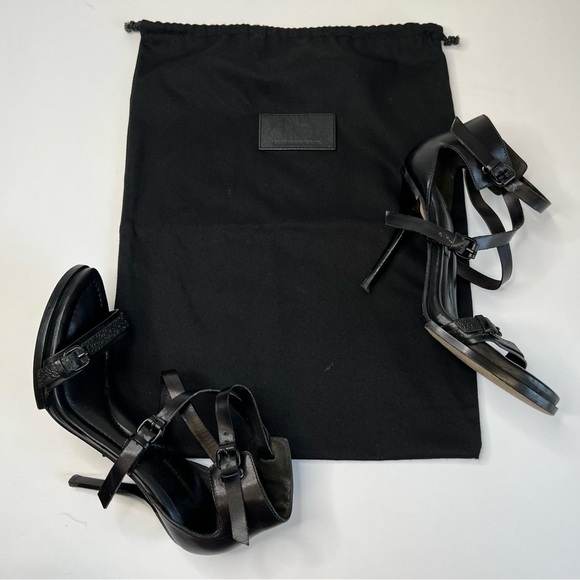 Alexander WANG Stella Black Textured Leather Sexy Buckle Sandals Stilettos Heels - Picture 15 of 16